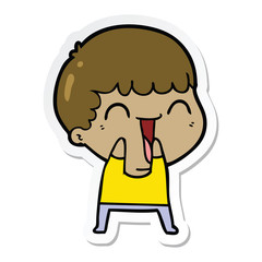 sticker of a cartoon happy man