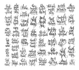 set of 50 hand lettering inscriptions text to summer holiday design
