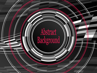 Abstract sport or business or IT technology background with circle particles radio waves  in grey red. Concept mass media broadcasting