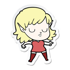 sticker of a cartoon elf girl