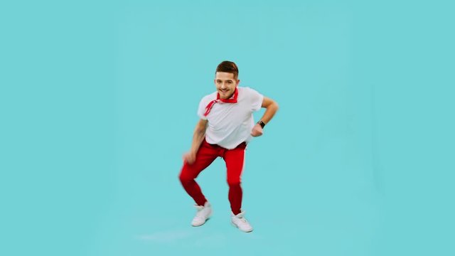 Trendy guy dancing modern dance