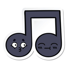 sticker of a cute cartoon musical note