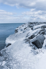 frozen rocks by the wter