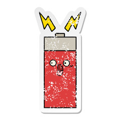 distressed sticker of a cute cartoon battery