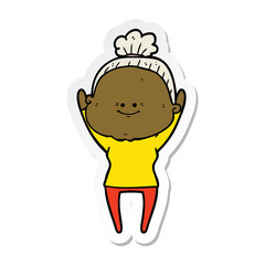 sticker of a cartoon happy old woman