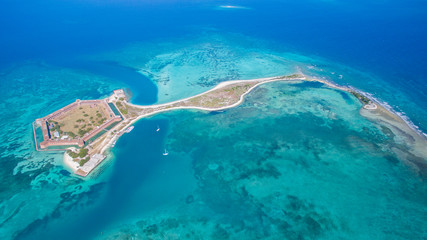 aerial view of Dry Tortugas in Key West Florida - obrazy, fototapety, plakaty