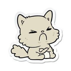 sticker of a cartoon angry cat