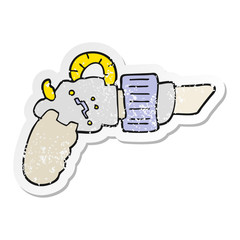 distressed sticker of a cartoon ray gun