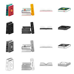 Vector illustration of training and cover sign. Set of training and bookstore  stock symbol for web.