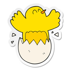 sticker of a cartoon hatching egg