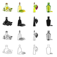 Isolated object of healthy  and vegetable  symbol. Set of healthy  and agriculture stock symbol for web.