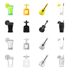 Vector design of cafe and Latin sign. Collection of cafe and national stock symbol for web.