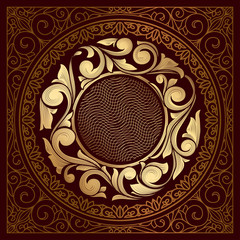 Golden decorative ornate vintage card