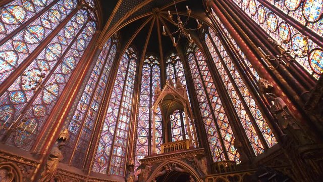 Amazing glass church indoor paris 4K