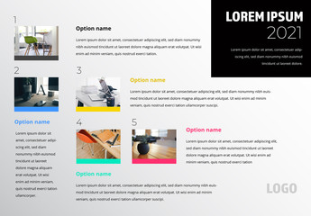Infographic Dashboard with 5 Sections and Photo Placeholders