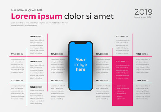 Infographic with Grid and Smartphone Mockup