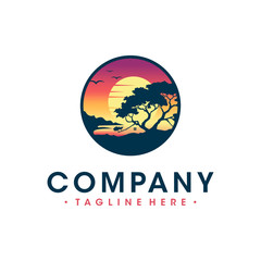 Fototapeta premium logo design beach views from the cliffs