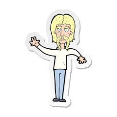 sticker of a cartoon waving man with mustache