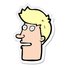 sticker of a cartoon shocked male face
