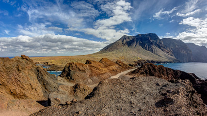 Beautiful landscape of the volcanic coast and cliffs of Tenerife