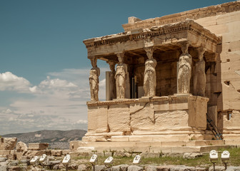 The Caryatids of the Erechtheion,  Acropolis, Athens, Greece.