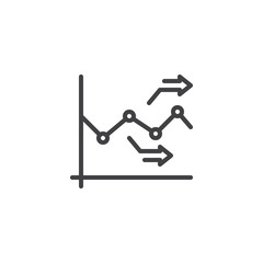 Chart graph arrows line icon. linear style sign for mobile concept and web design. Growth diagram outline vector icon. Symbol, logo illustration. Pixel perfect vector graphics