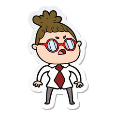 sticker of a cartoon annoyed woman
