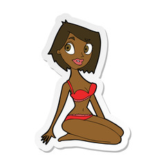 sticker of a cartoon pretty woman in underwear