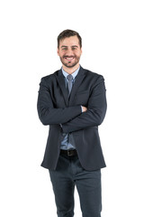 Smiling businessman with crossed arms, isolated