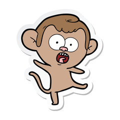 sticker of a cartoon shocked monkey