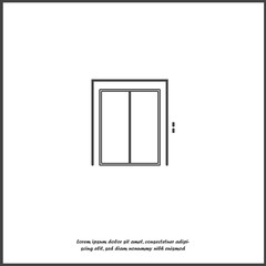 Elevator vector icon with button on white isolated background.