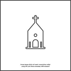 Church building icon. Vector religious church illustration on white isolated background.