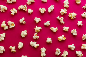 popcorn on pink background