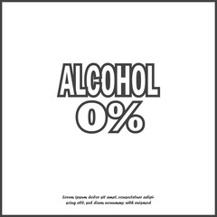 No alcohol. Vector icon alcohol-free on white isolated background.