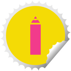 circular peeling sticker cartoon blue pencil