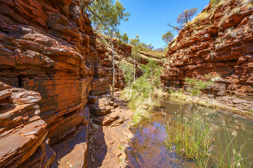 hiking down in hancock gorge in karijini national park, western australia 12