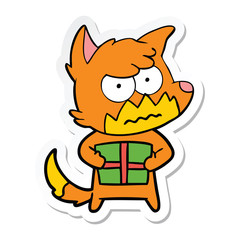 sticker of a cartoon annoyed fox
