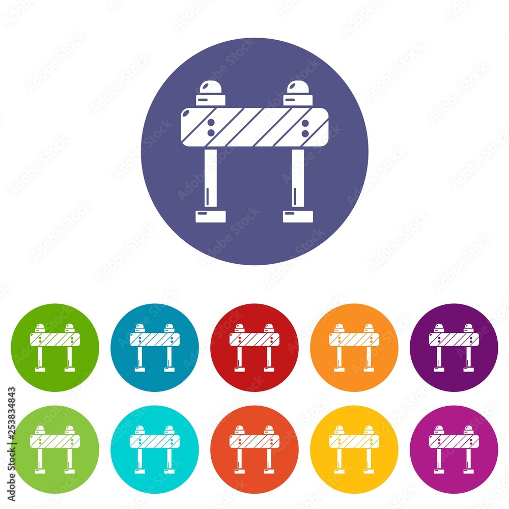 Poster road block icons color set vector for any web design on white background