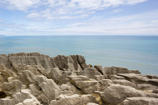 Pancake rocks in New Zealand, west coast, south island