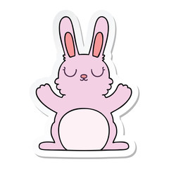 sticker of a quirky hand drawn cartoon rabbit