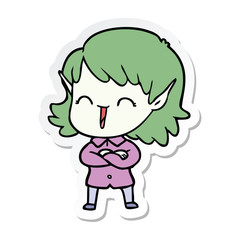 Fototapeta premium sticker of a cartoon elf girl