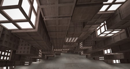 Abstract white and brown concrete parametric interior. 3D illustration and rendering.3d,abstract,architectural,architecture,art,atrium,background,brown,building,cement,circle,composition,concrete,cons