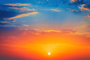 Naklejka premium Sun and sky. Background. Clouds in India