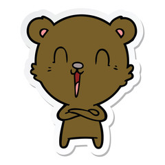 sticker of a happy cartoon bear