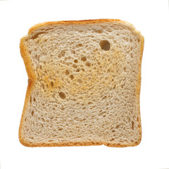non ideal toast isolated on white background