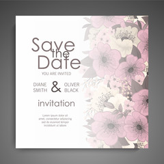 Wedding invitation. Beautiful flowers. Greeting card. Frame.