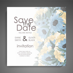 Wedding invitation. Beautiful flowers. Greeting card. Frame.