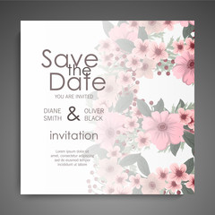 Wedding invitation. Beautiful flowers. Greeting card. Frame.