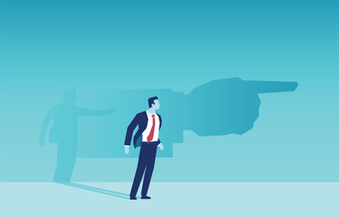 Vector of a businessman shadow pointing him a direction