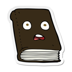 sticker of a cartoon unhappy book